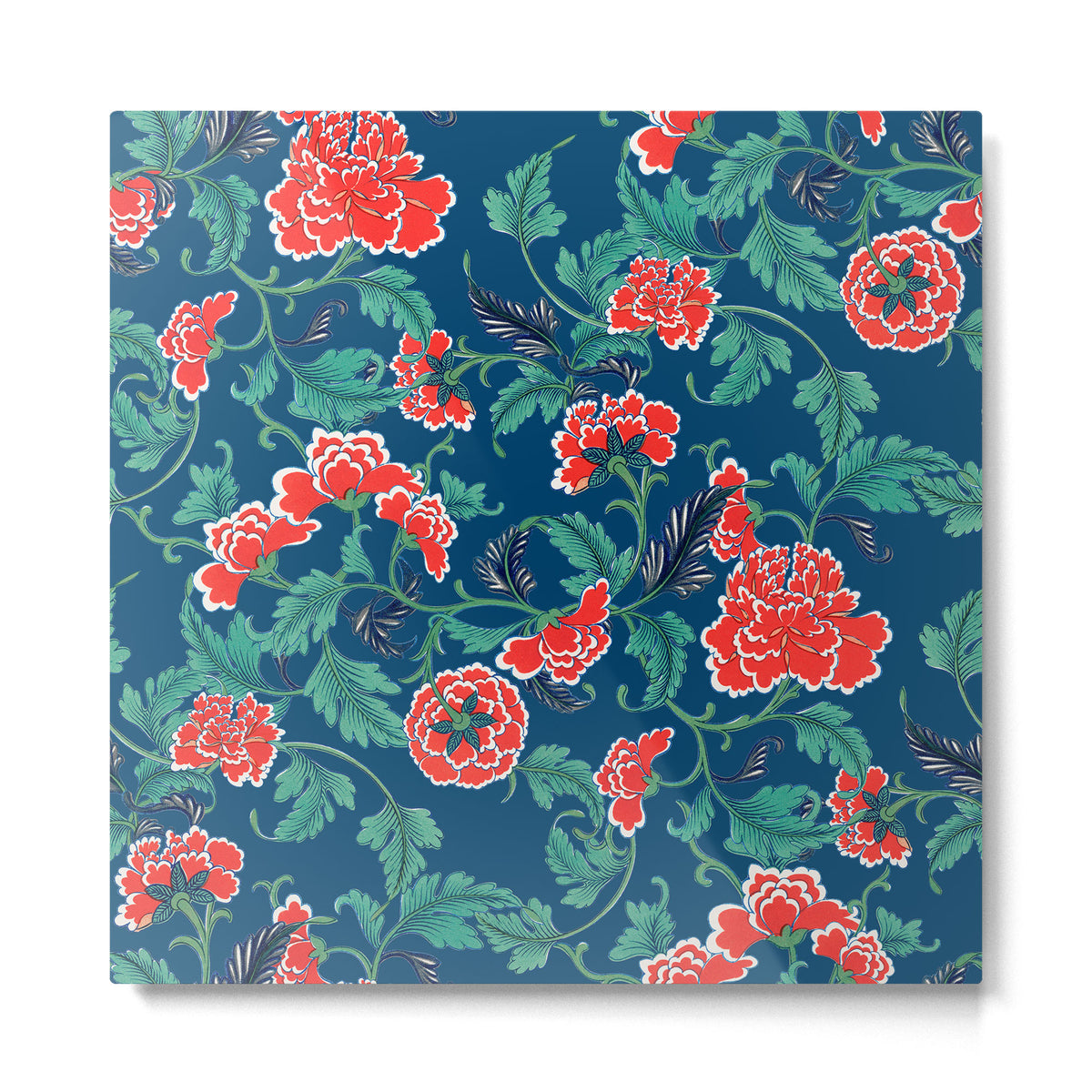 Red Peony Navy Metal Print Gallery Image 2