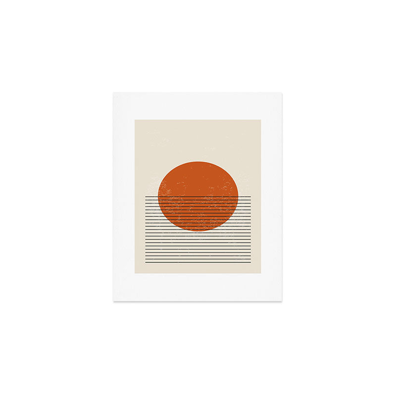 Red Sunset Circle Stripes Mid Century Modern Minimalist Rothko Inspired Colourfield Stripes Art Print Gallery Image 1