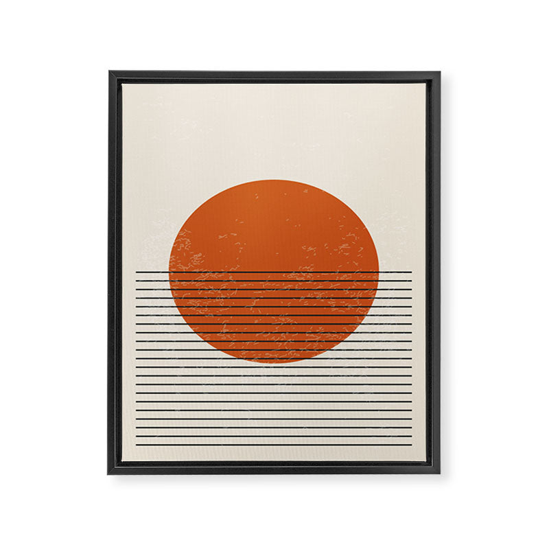 Red Sunset Circle Stripes Mid Century Modern Minimalist Rothko Inspired Colourfield Stripes Framed Canvas Print Gallery Image 6
