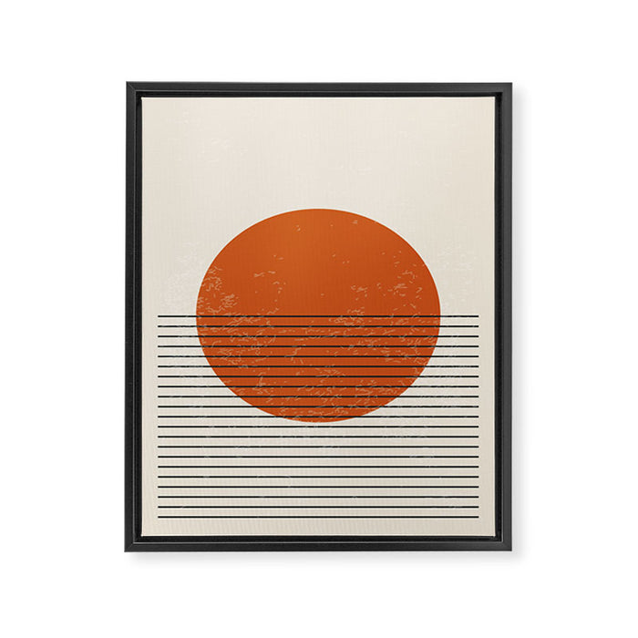 Red Sunset Circle Stripes Mid Century Modern Minimalist Rothko Inspired Colourfield Stripes Framed Canvas Print Gallery Image 1