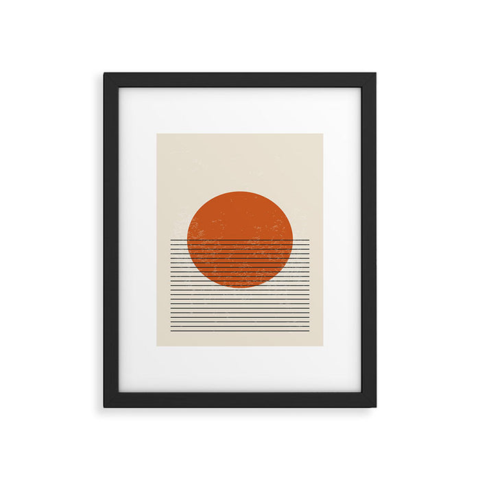 Red Sunset Circle Stripes Mid Century Modern Minimalist Rothko Inspired Colourfield Stripes Framed Art Print Gallery Image 1