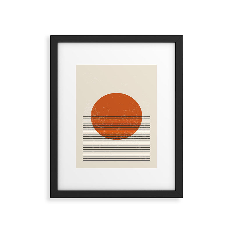 Red Sunset Circle Stripes Mid Century Modern Minimalist Rothko Inspired Colourfield Stripes Framed Art Print Gallery Image 5
