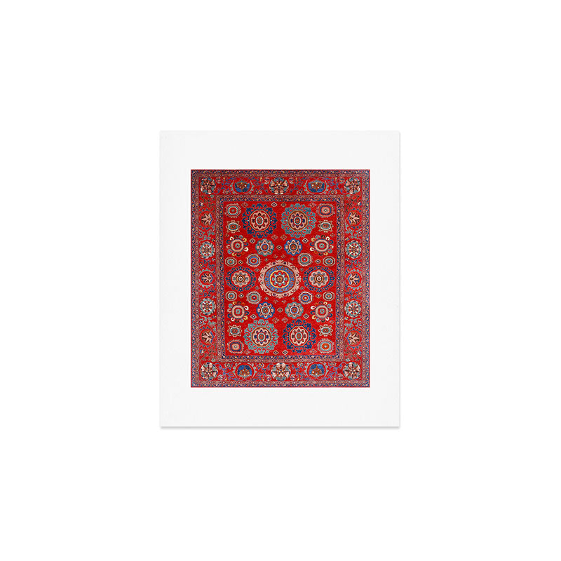 Red Suzani  Kazak Persian Rug Art Print Gallery Image 1