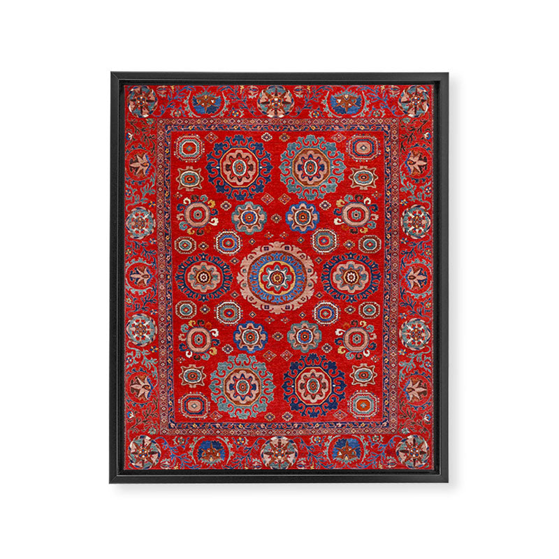 Red Suzani  Kazak Persian Rug Framed Canvas Print Gallery Image 6