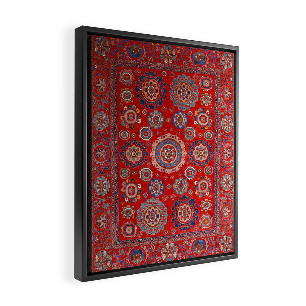 Red Suzani  Kazak Persian Rug Framed Canvas Print Gallery Image 2