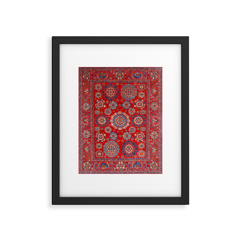 Red Suzani  Kazak Persian Rug Framed Art Print Gallery Image 5