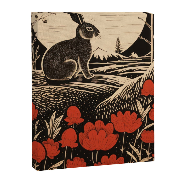 Red Tulip Moon Rise Bunny Canvas Print Gallery Image 1
