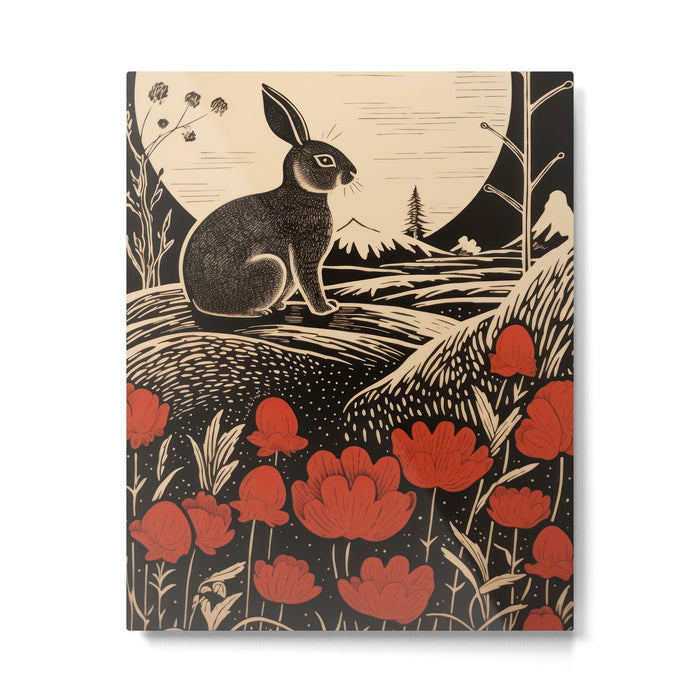 Red Tulip Moon Rise Bunny Metal Print Gallery Image 1
