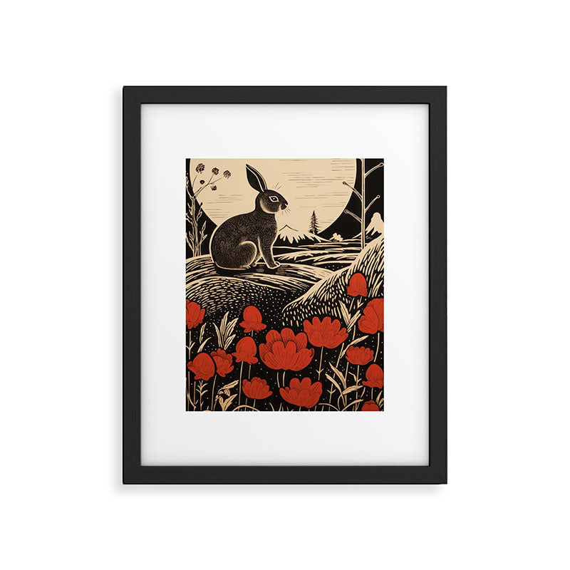 Red Tulip Moon Rise Bunny Framed Art Print Gallery Image 5
