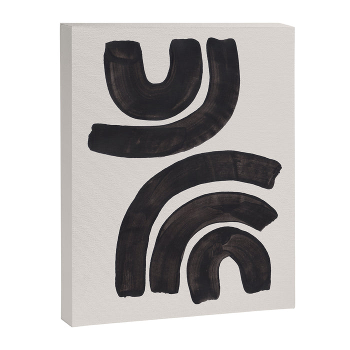 Reflection Mid Century Modern Minimalist Black Ink Painting Funky Tribal Canvas Print Gallery Image 1