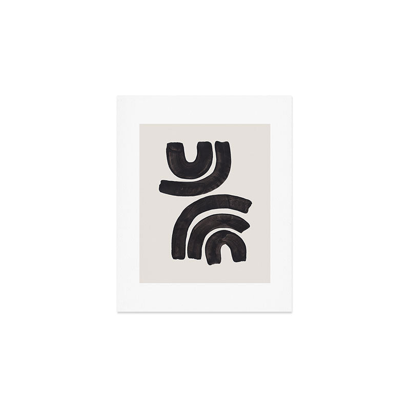 Reflection Mid Century Modern Minimalist Black Ink Painting Funky Tribal Art Print Gallery Image 1