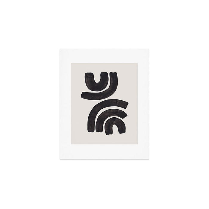 Reflection Mid Century Modern Minimalist Black Ink Painting Funky Tribal Art Print Gallery Image 1