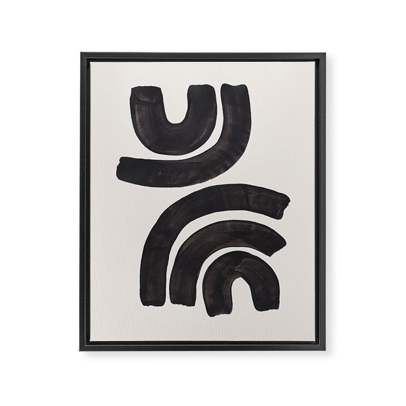 Reflection Mid Century Modern Minimalist Black Ink Painting Funky Tribal Framed Canvas Print Gallery Image 6