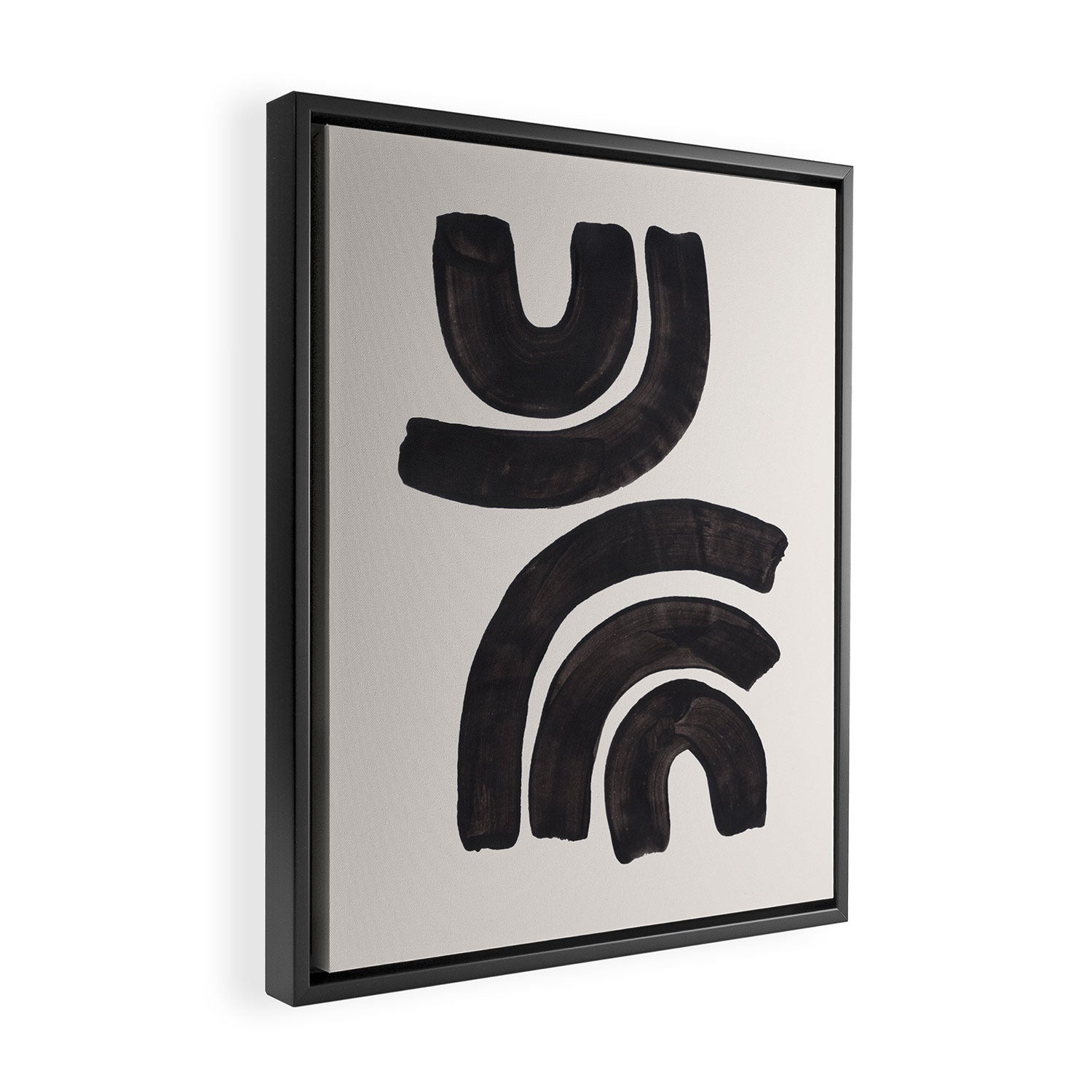 Reflection Mid Century Modern Minimalist Black Ink Painting Funky Tribal Framed Canvas Print Gallery Image 2