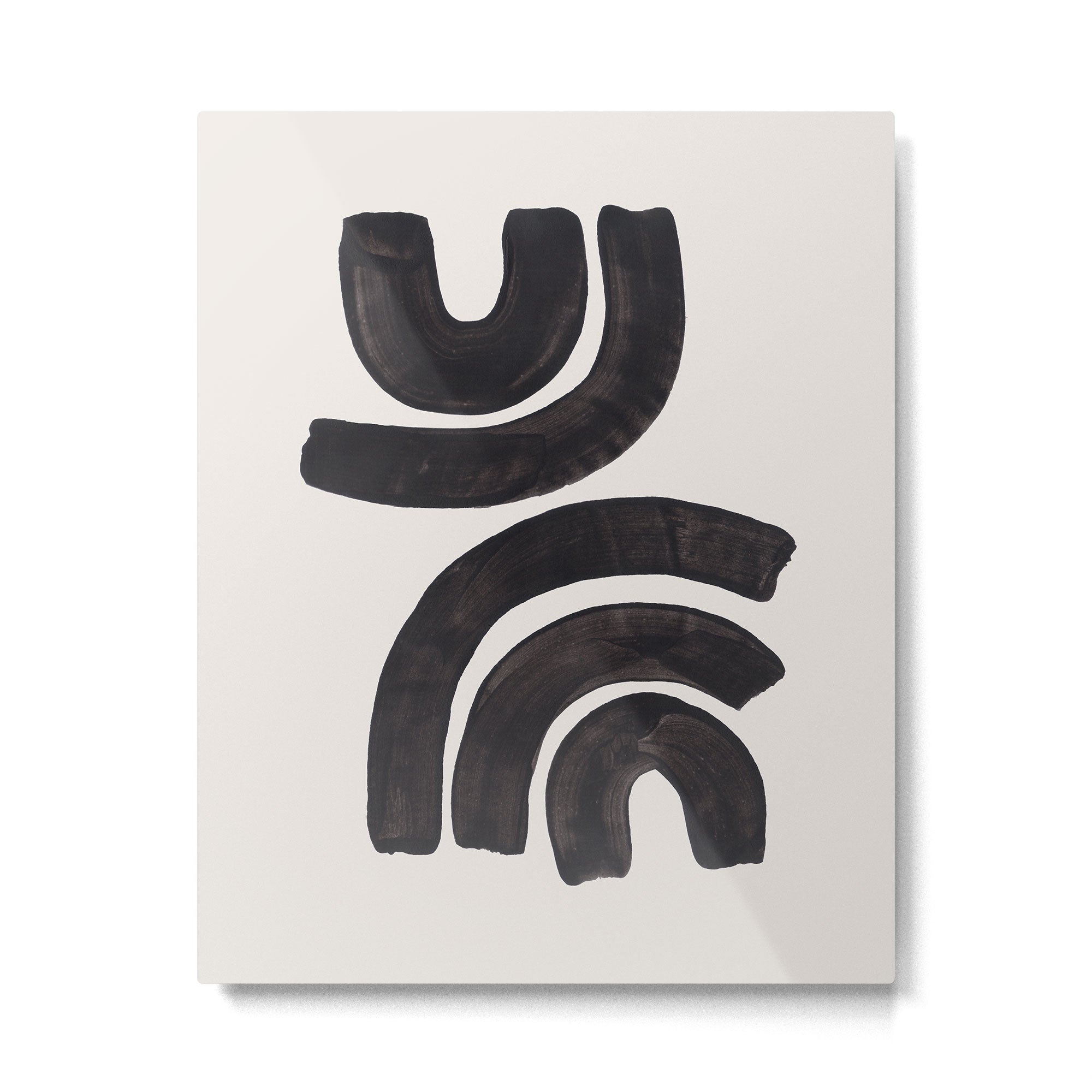Reflection Mid Century Modern Minimalist Black Ink Painting Funky Tribal Metal Print Gallery Image 4