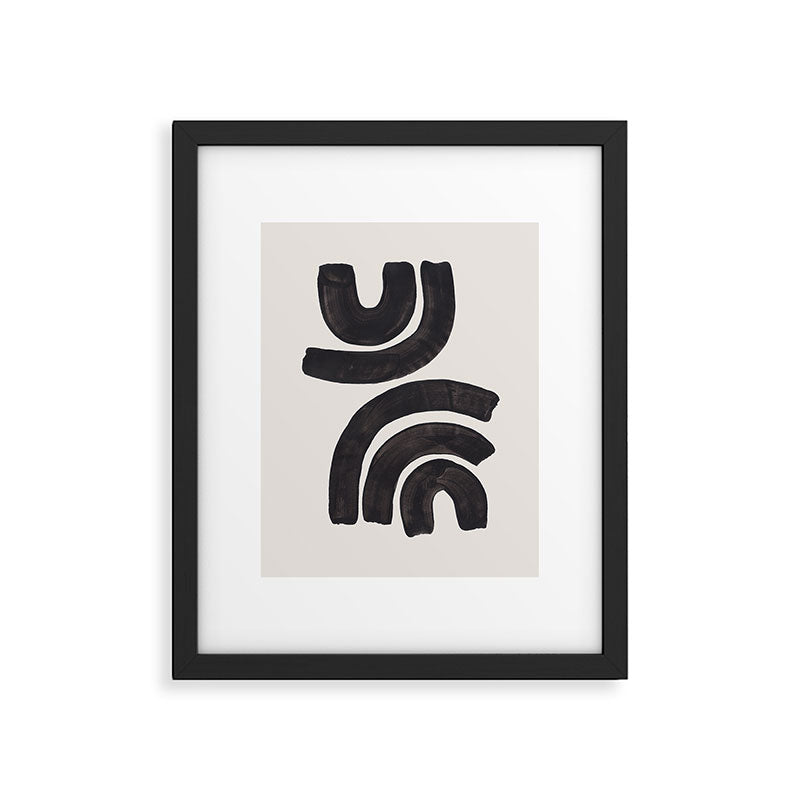Reflection Mid Century Modern Minimalist Black Ink Painting Funky Tribal Framed Art Print Gallery Image 5