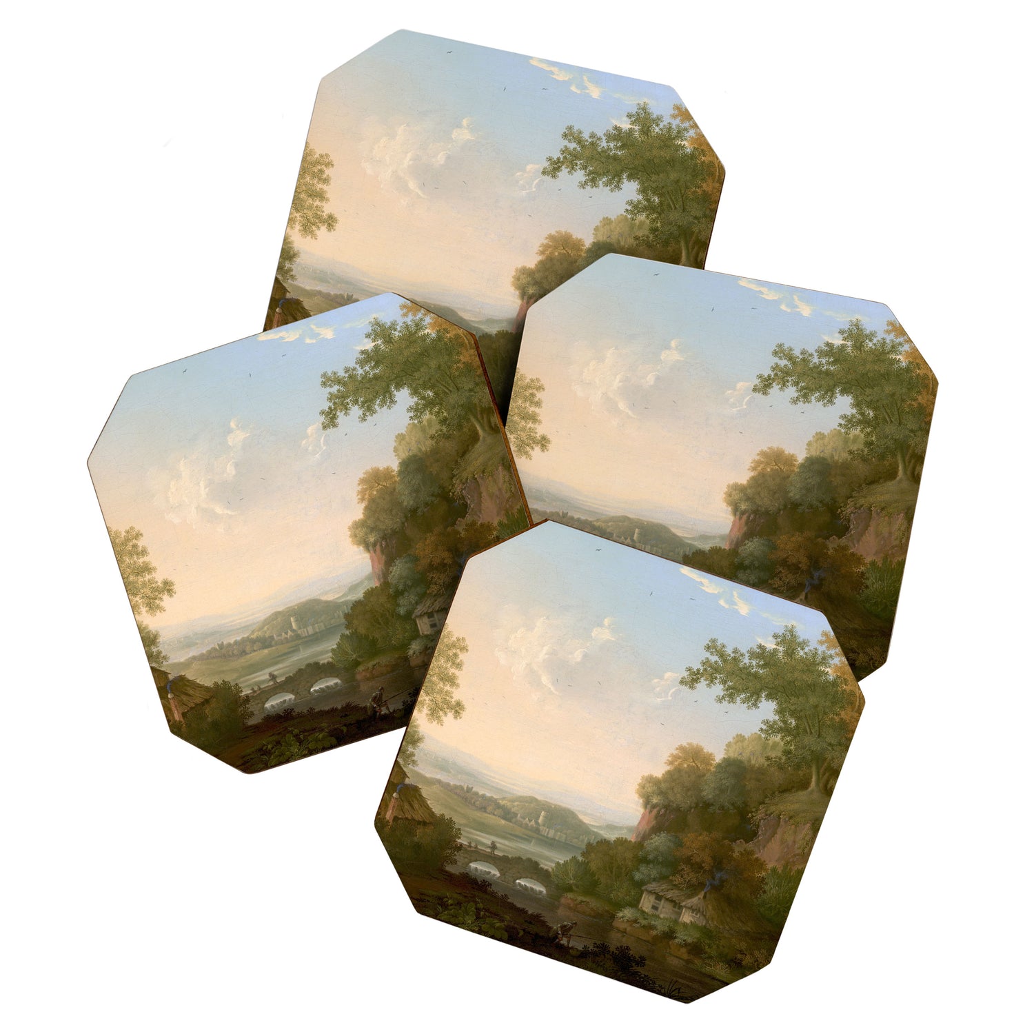 River Valley Antique Oil Painting Coaster Gallery Image 1