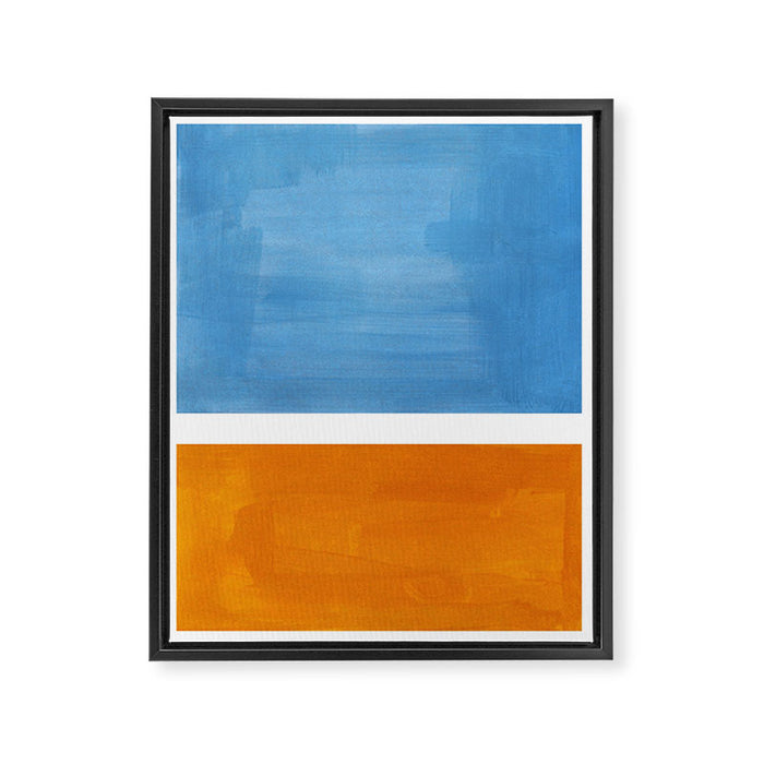 Rothko Minimalist Abstract Mid Century Color Black Square Periwinkle Yellow Ochre Framed Canvas Print Gallery Image 1