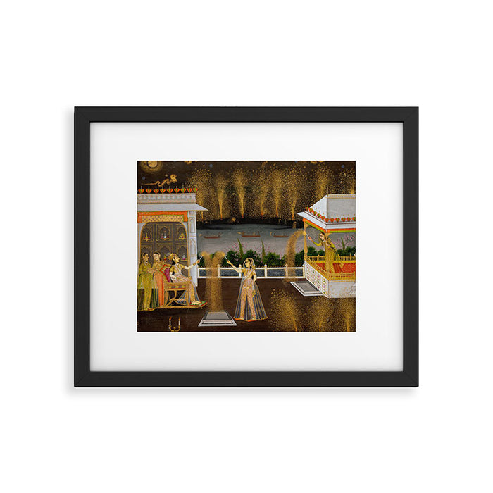 Royal Women Celebrating Diwali Indian Miniature Painting  Framed Art Print Gallery Image 1