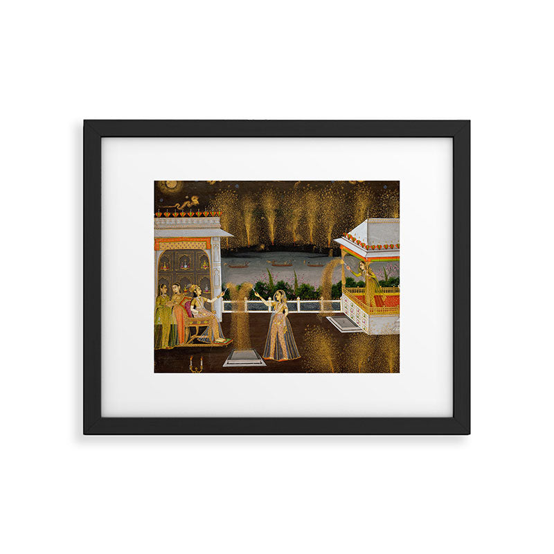 Royal Women Celebrating Diwali Indian Miniature Painting  Framed Art Print Gallery Image 5
