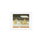 seduction scene on a terrace by moonlight Indian Miniature Painting Art Print Gallery Image 1