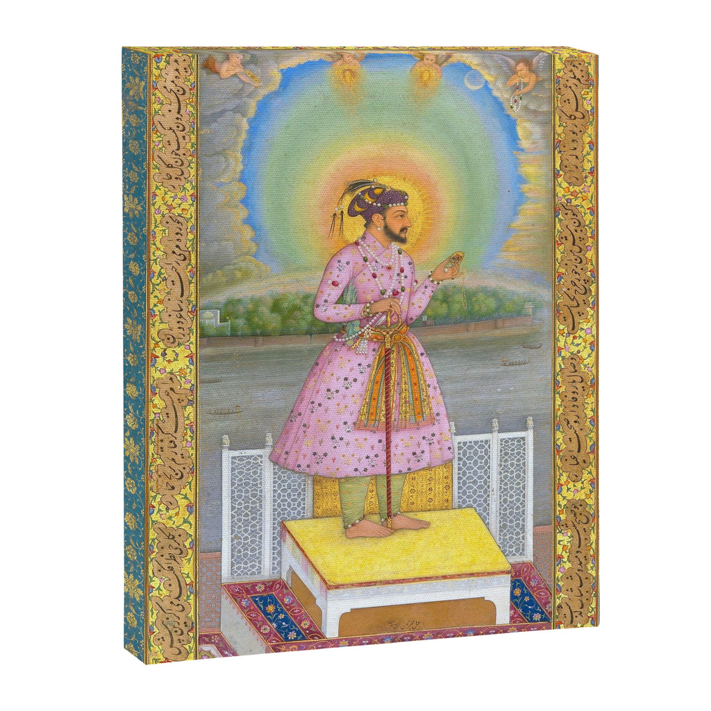 Shah Jahan on a Terrace, Holding a Pendant Set With HisAntique Indian Miniature Painted Illustration Canvas Print Gallery Image 6
