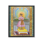 Shah Jahan on a Terrace, Holding a Pendant Set With HisAntique Indian Miniature Painted Illustration Framed Canvas Print Gallery Image 6