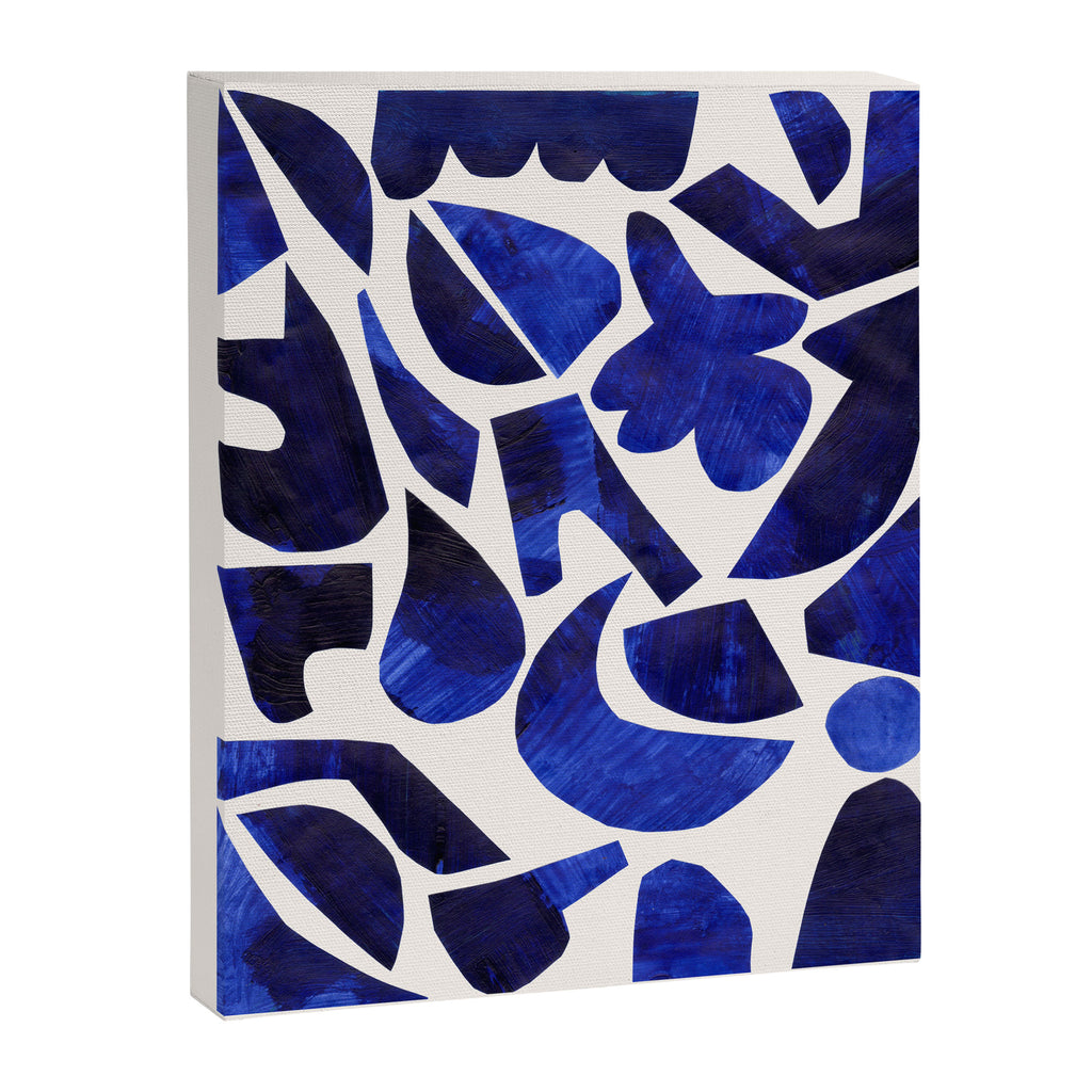 'Shattered Sky' Abstract Colorful Blue Paper Collage Minimal Mid Century Pattern by Ejaaz Haniff Canvas Print Gallery Image 6