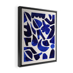 'Shattered Sky' Abstract Colorful Blue Paper Collage Minimal Mid Century Pattern by Ejaaz Haniff Framed Canvas Print Gallery Image 2