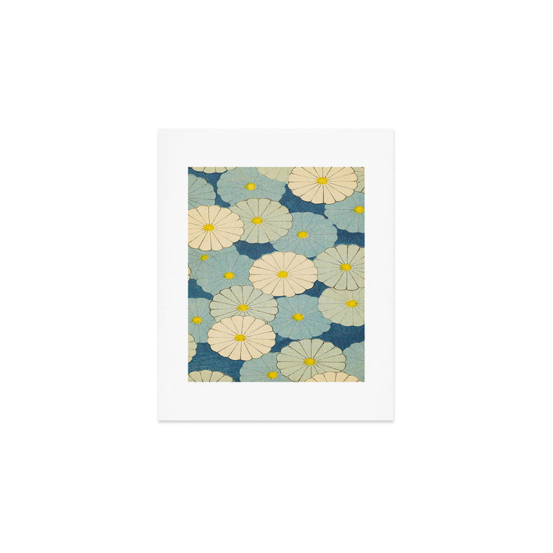 Shin-Bijutsukai - Japanese Design Blue Floral Pattern Art Print Gallery Image 1