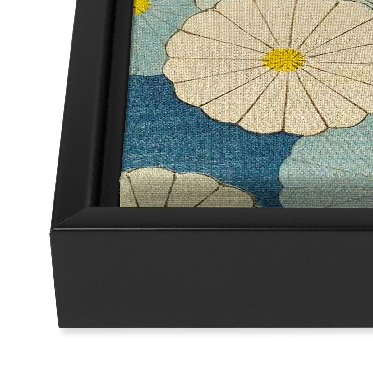Shin-Bijutsukai - Japanese Design Blue Floral Pattern Framed Canvas Print Gallery Image 3