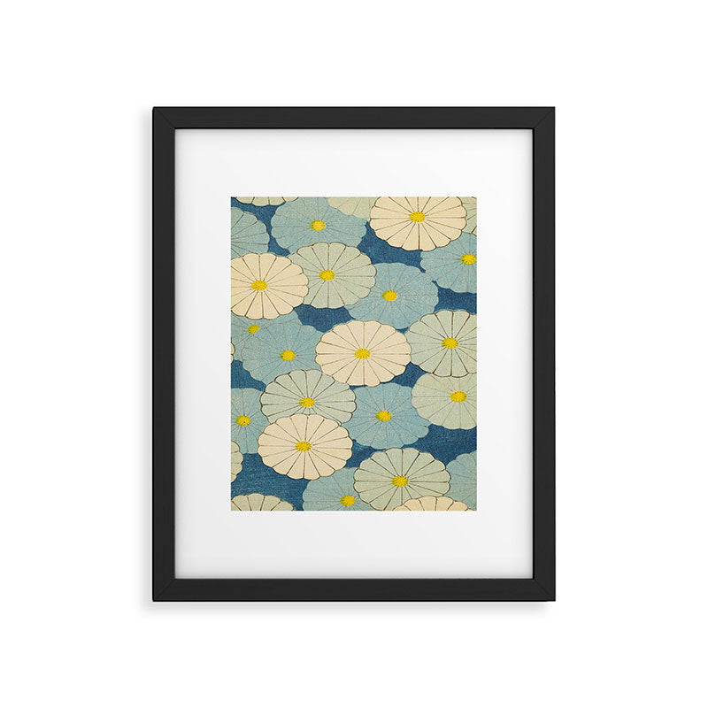 Shin-Bijutsukai - Japanese Design Blue Floral Pattern Framed Art Print Gallery Image 4
