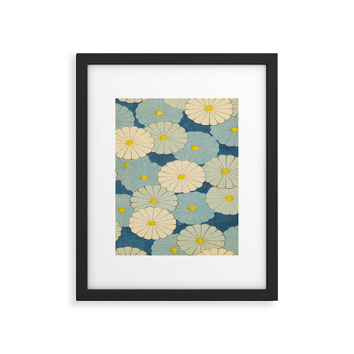 Shin-Bijutsukai - Japanese Design Blue Floral Pattern Framed Art Print Gallery Image 1