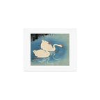 Shoson Two Geese Swimming Near Shore Antique Japanese Woodblock Print  Art Print Gallery Image 1