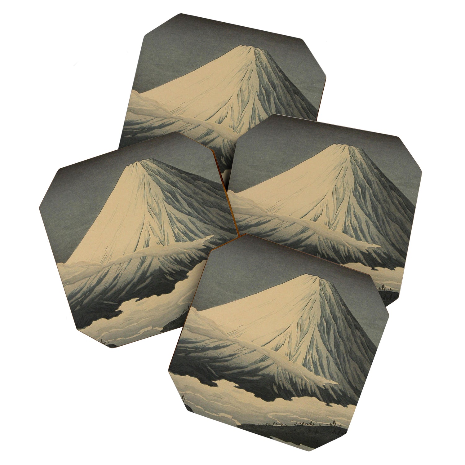Shotei Takahashi Four Seasons of Mount Fuji Near Omuro Kawase Hasui Japanese Woodblock Print Coaster Gallery Image 1
