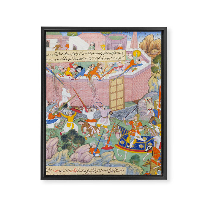 Siege of Baghdad Antique Indian Miniature Painted Illustration Framed Canvas Print Gallery Image 1