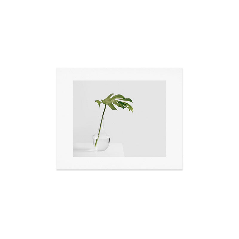 Single Monstera Leaf In Clear Glass Zen Minimalist House Plant Photo Art Print Gallery Image 1