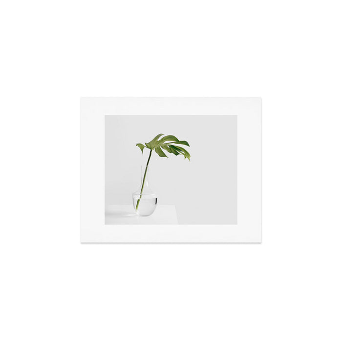 Single Monstera Leaf In Clear Glass Zen Minimalist House Plant Photo Art Print Gallery Image 1