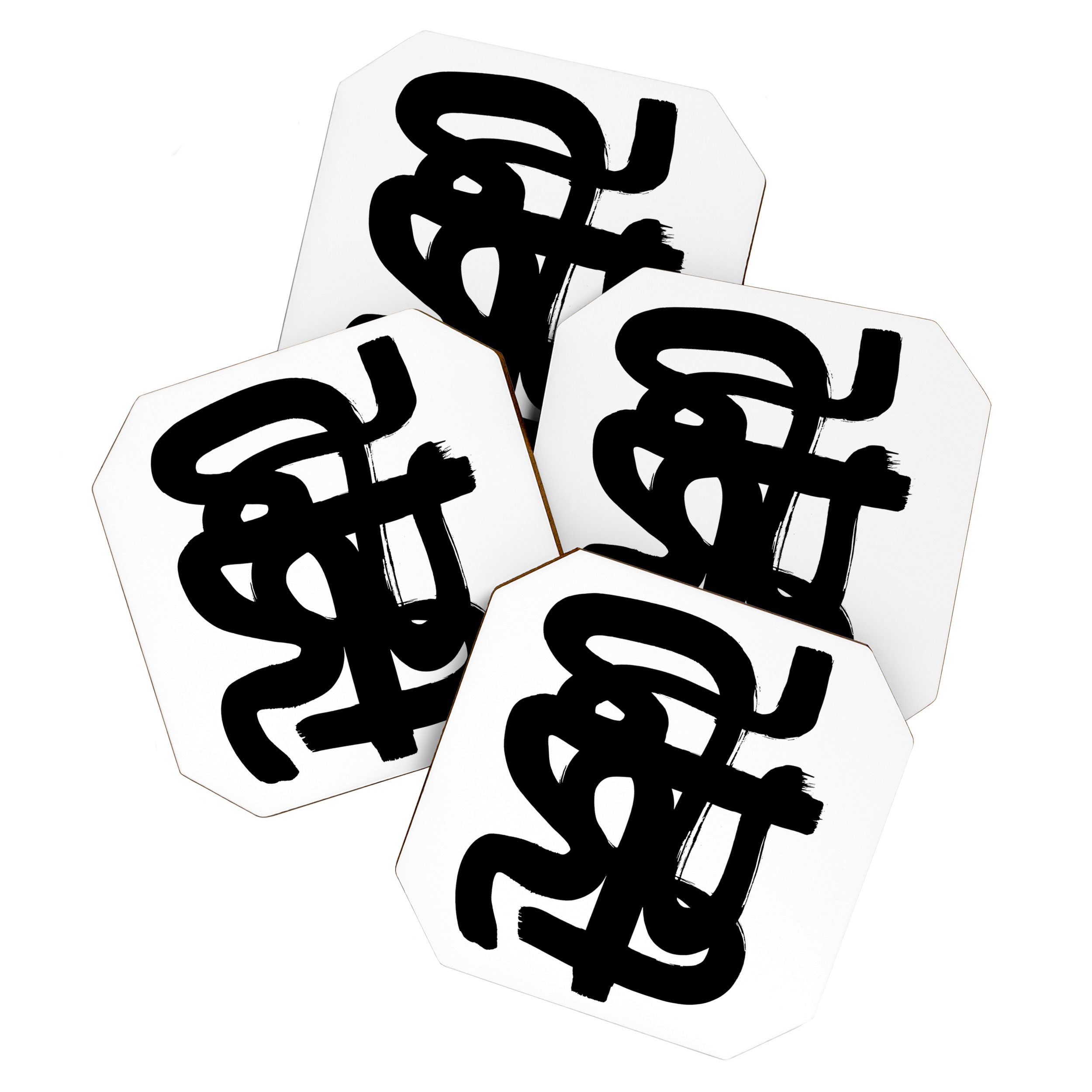 Slithering Ink White Background Coaster Gallery Image 1
