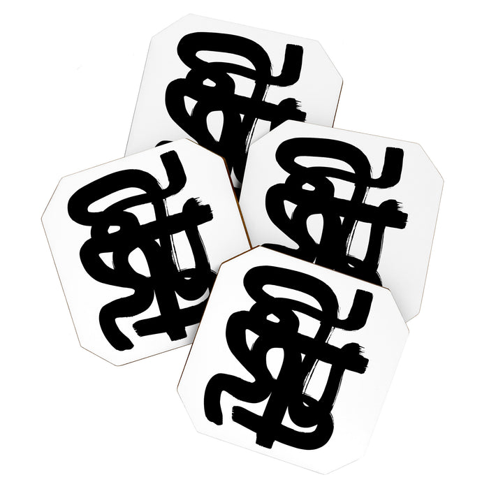 Slithering Ink White Background Coaster Gallery Image 1
