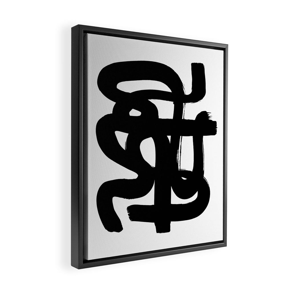 Slithering Ink White Background Framed Canvas Print Gallery Image 2