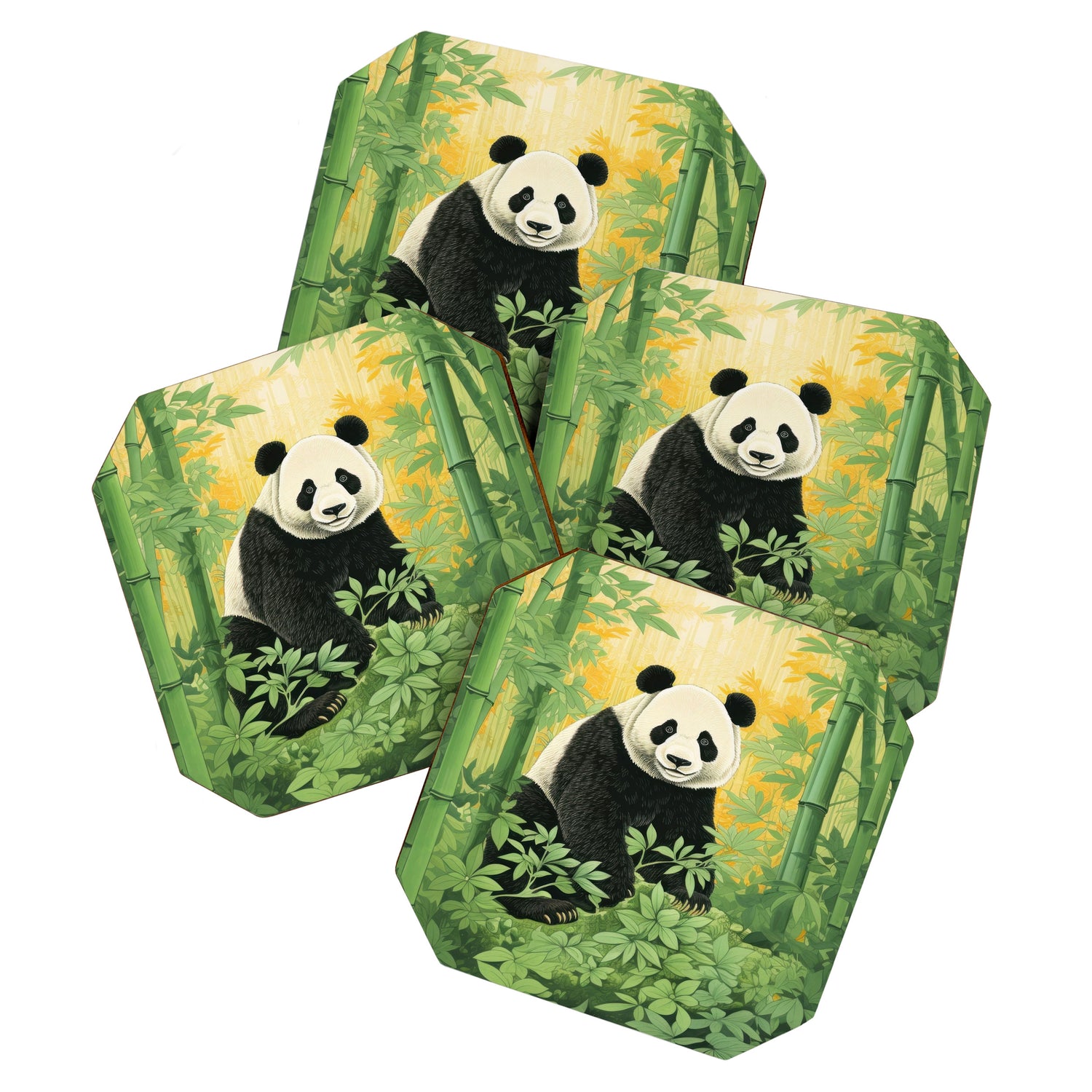 Smiling Panda Among Bamboo Coaster Gallery Image 1