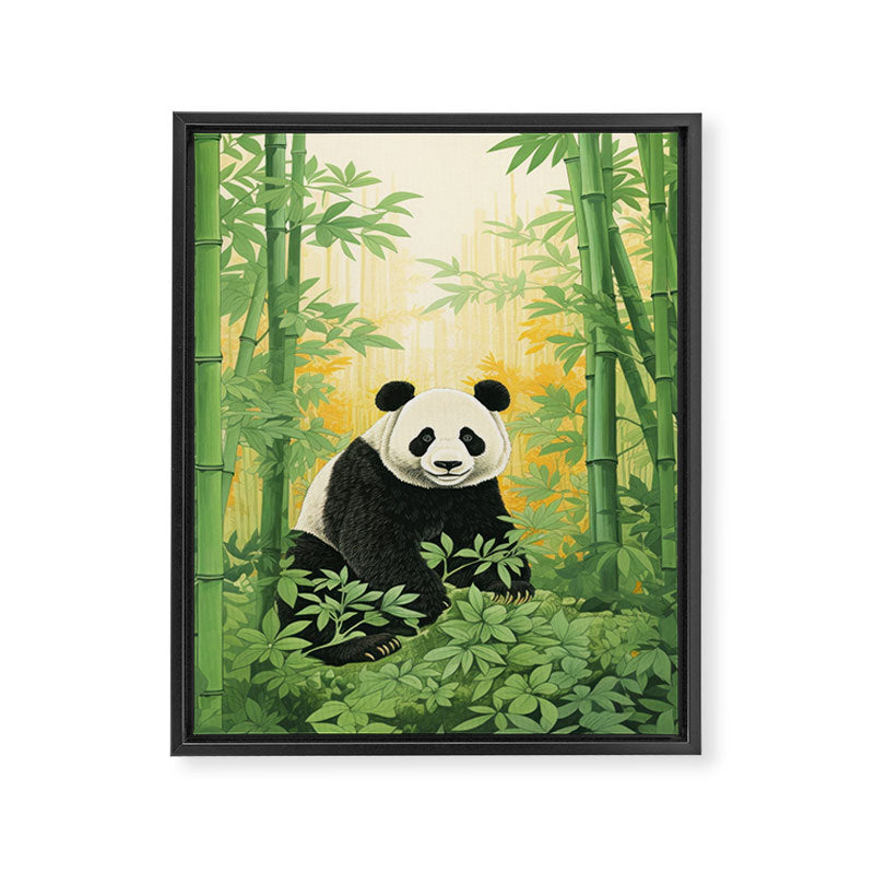 Smiling Panda Among Bamboo Framed Canvas Print Gallery Image 6
