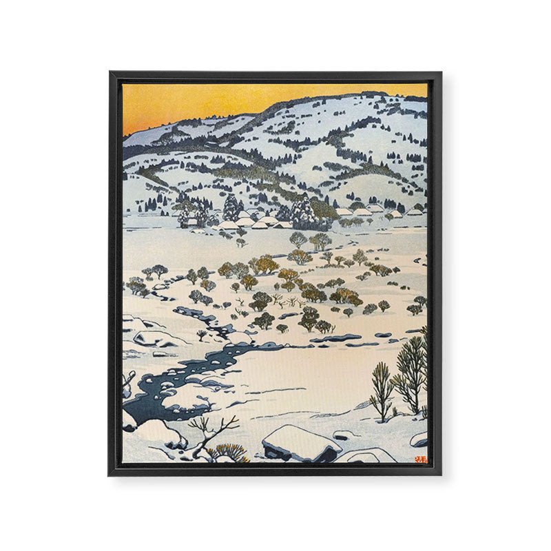 Snow Country Antique Japanese Woodblock Print Framed Canvas Print Gallery Image 6
