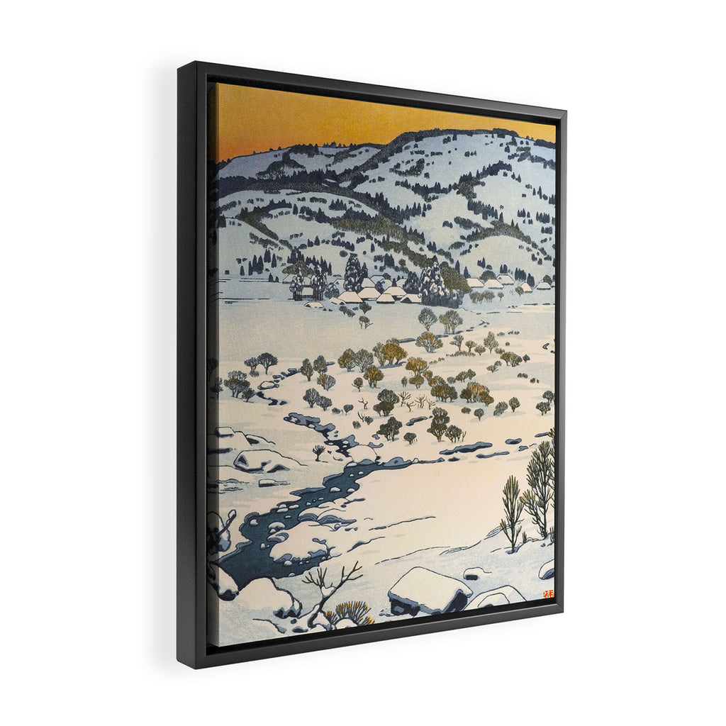 Snow Country Antique Japanese Woodblock Print Framed Canvas Print Gallery Image 2