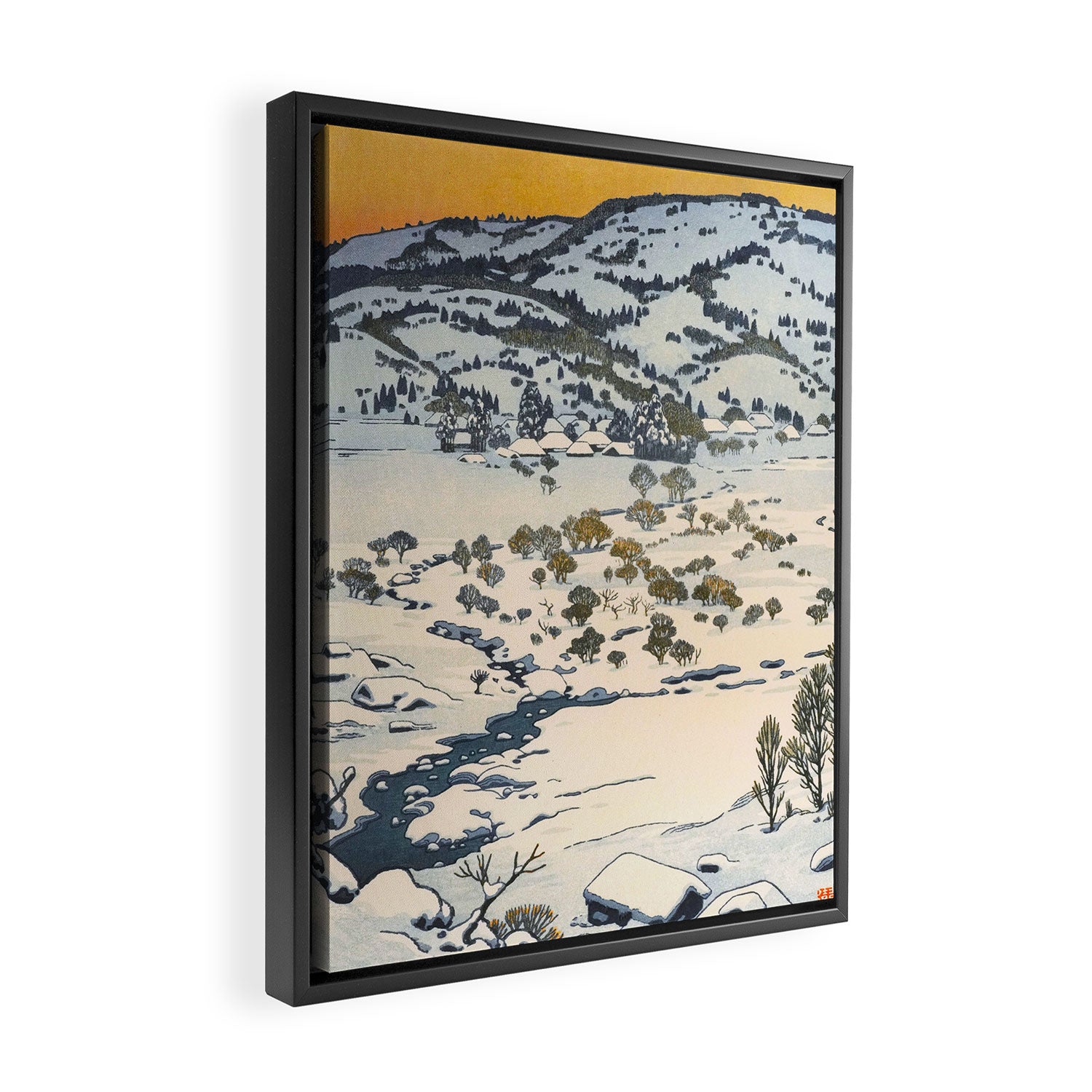 Snow Country Antique Japanese Woodblock Print Framed Canvas Print Gallery Image 2