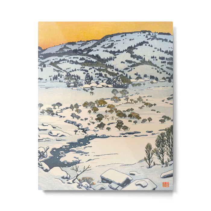 Snow Country Antique Japanese Woodblock Print Metal Print Gallery Image 1