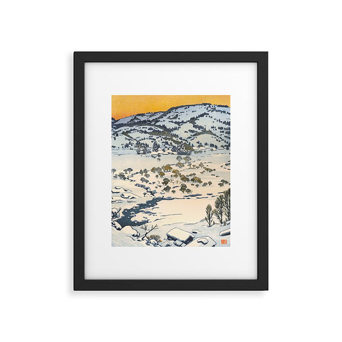 Snow Country Antique Japanese Woodblock Print Framed Art Print Gallery Image 1