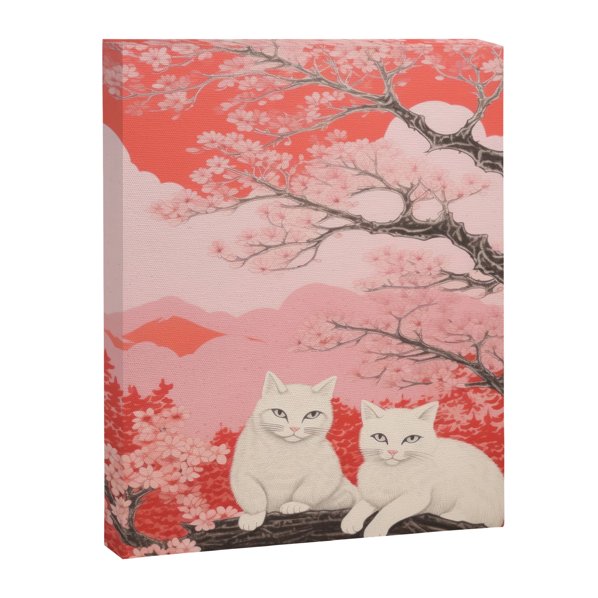 Springtime Japanese Cherry Blossom Twin Cats  Canvas Print Gallery Image 6