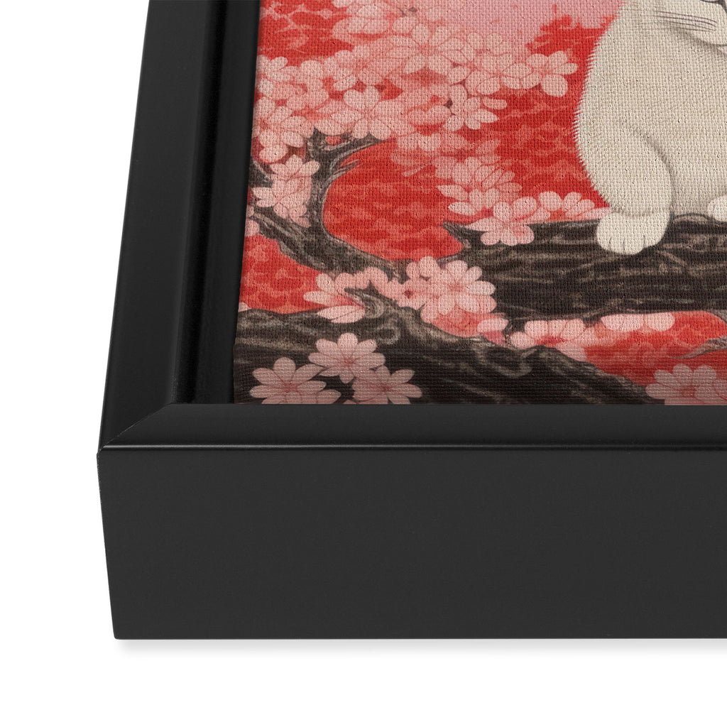 Springtime Japanese Cherry Blossom Twin Cats  Framed Canvas Print Gallery Image 3